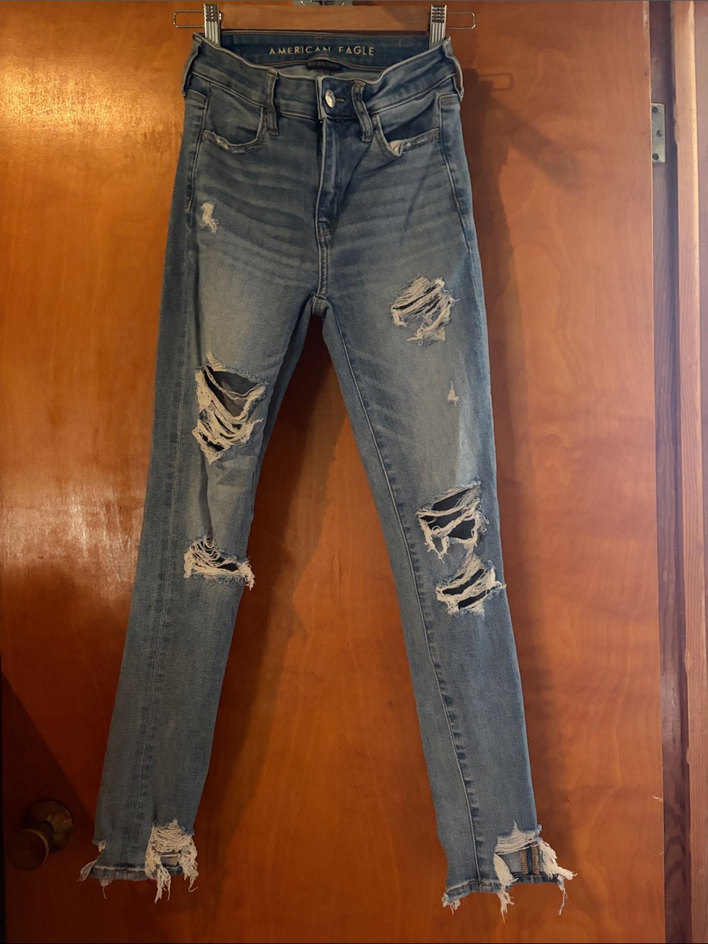 American Eagle Outfitters Light Wash Ripped High-Rise Jeggings